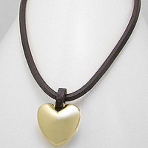 COPY - Gold Plated Heart Pendant w/ Genuine Leather Chain